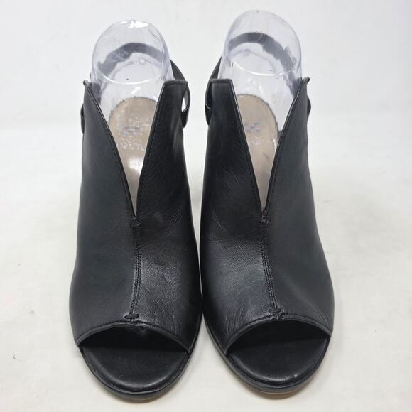 Vince Camuto Leather Peep Toe Slingback Heels Womens 8M Black - Picture 3 of 8